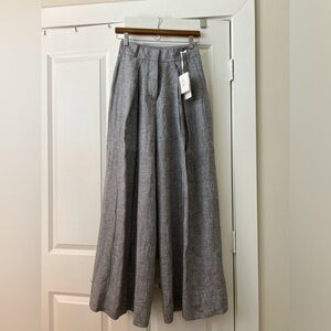 PESERICO Grey linen wide leg pants